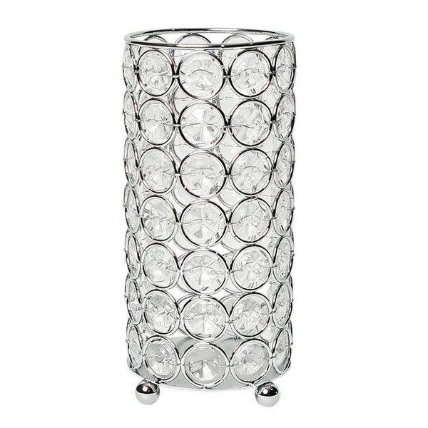 Elegant Garden Design Elegant Designs HG1002-CHR 6.75 in. Elipse Crystal Decorative Flower Vase; Candle Holder; Wedding Centerpiece - Chrome HG1002-CHR